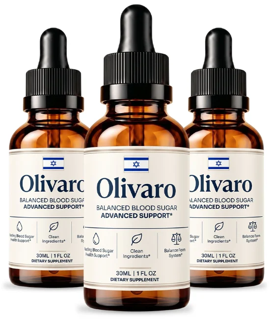 Three bottles of Olivaro drops for balanced blood sugar support